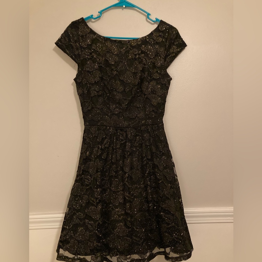 Black and Gold Skater-Cut Party Dress